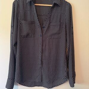 Express Gray Notched Collar Button Down Shirt